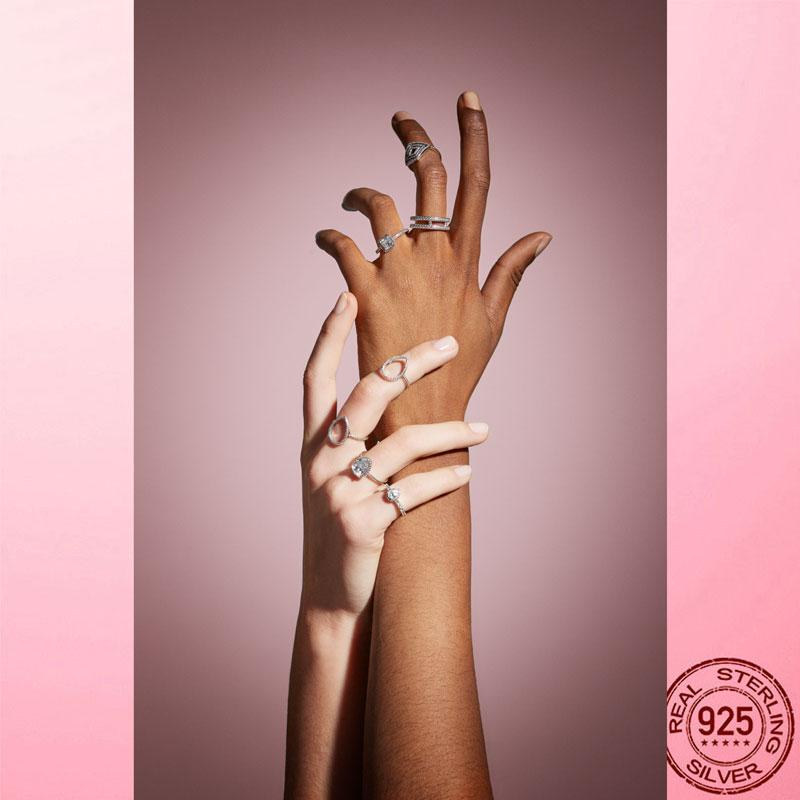 Pierścionek damski 2022 nowy srebro 925 błyszczące i polerowane linie palec serdeczny dla kobiet ślub biżuteria zaręczynowa prezent Anel