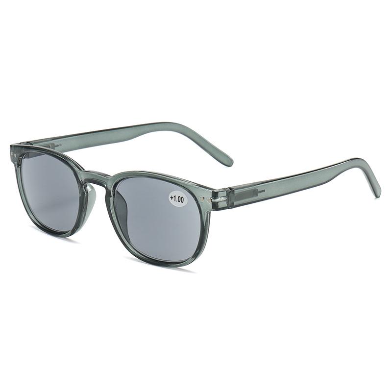 

Unisex Round Frame UV380 Anti-Radiation Gray Lens Reading Sunglasses for Fishing and Travel 8203 +1.50