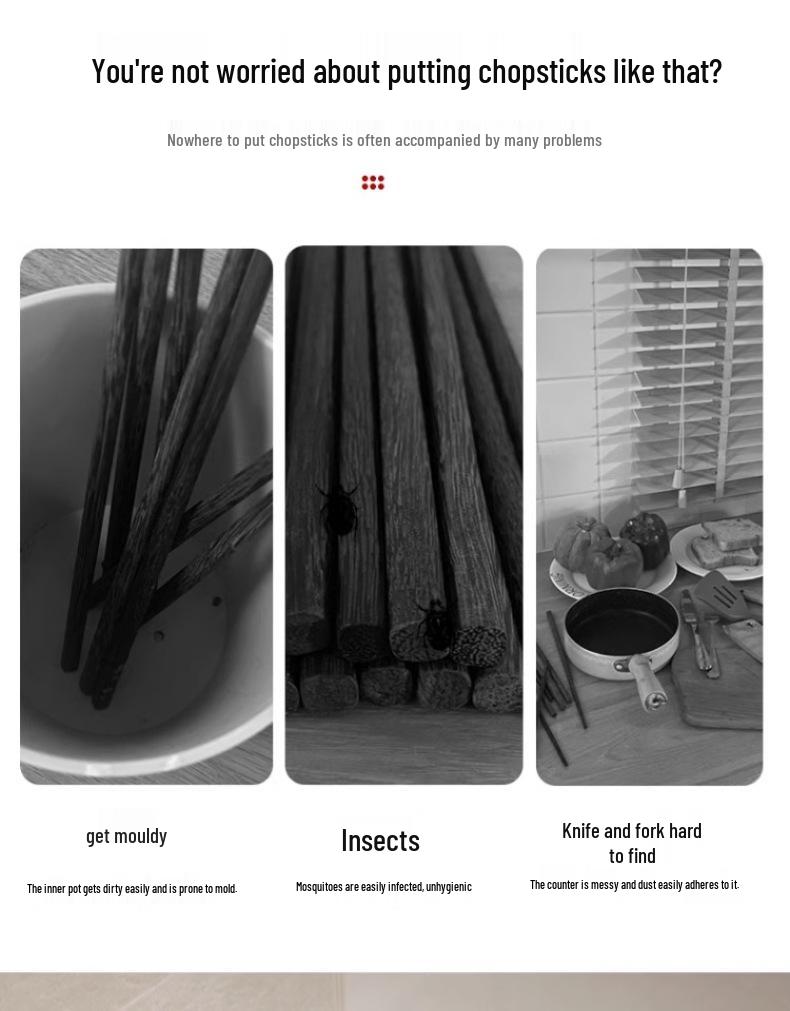 Wandmontierter Klappdeckel-Stäbchen- & Utensilienhalter