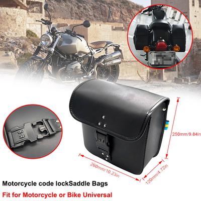 1 Pair Left Right Universal Motorcycle With Code Lock PU Leather Saddlebag Side Tool Luggage Bags Saddle Bags Storage Tool