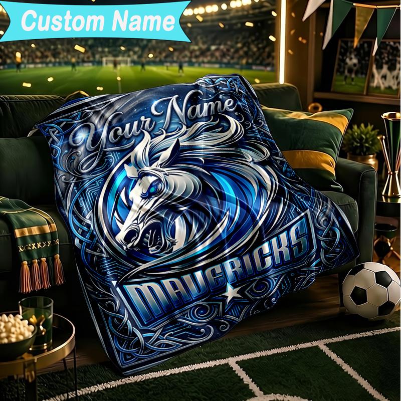 1PC Custom Name Blanket MAVERICKS BASKETBALL TEAM Flannel blankets Patterns Throw Blanket All-Season Soft Gift for Couch, Bed, Camping, Birthday gifts