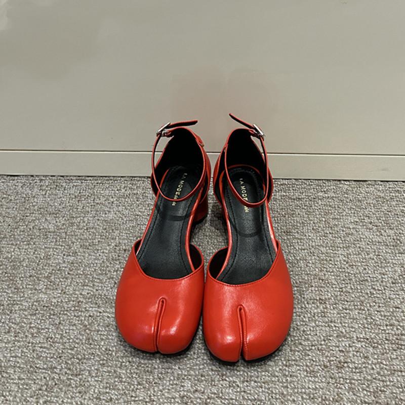 Bailamos Fashion Tabi Ninja Women Shoes Round Split Toe Shallow Thick Heel Sandals Mid Heel Mary Janes Shoes Female Pumps Mujer