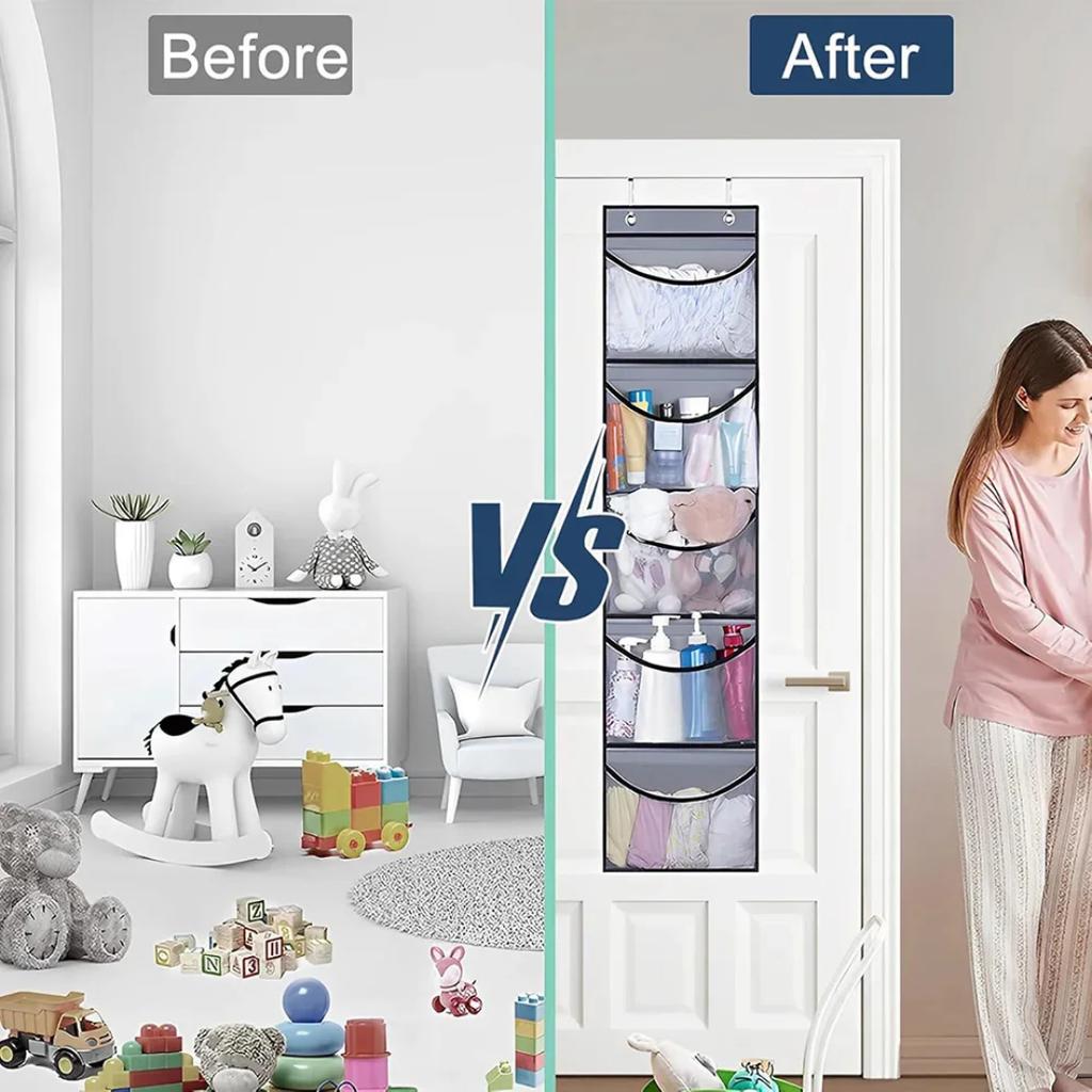 Faltbare Wandregale Über der Tür Kleideraufbewahrung für Schrank mit 5 Taschen Organizer für Schlafzimmer Badezimmer