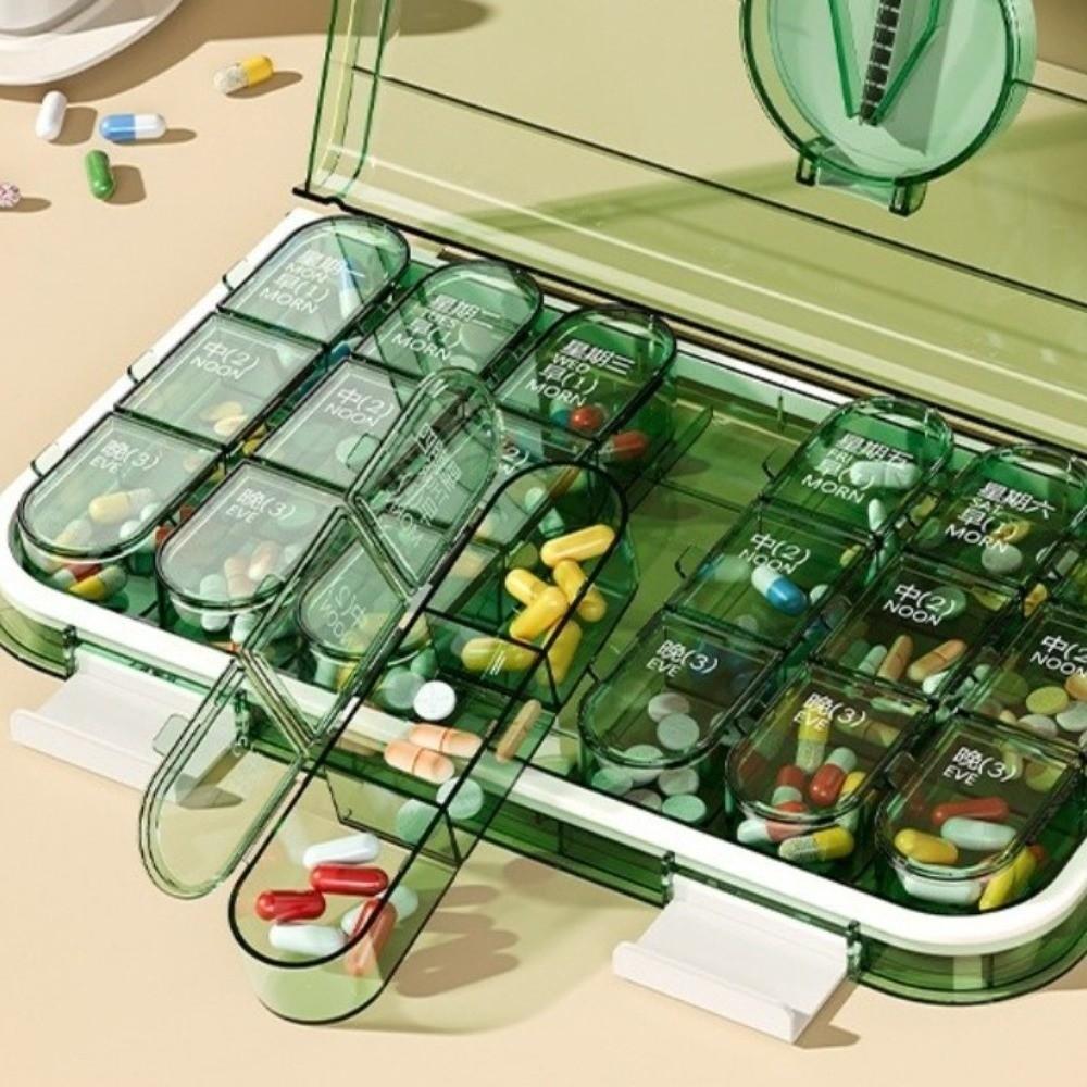 Large Capacity Pill Cutter Box Moisture Resistant Drug Dispensing Case  Elderly Medication