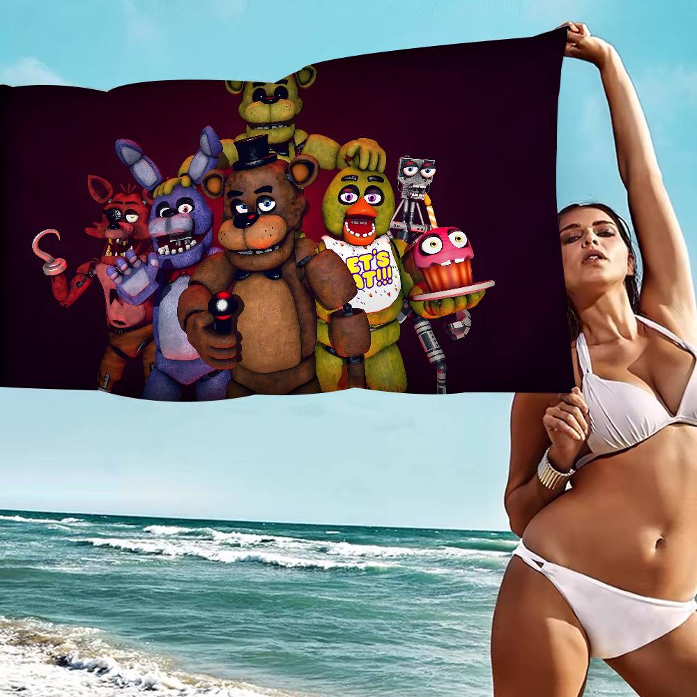 Klassisches F-FNAF Horror-Spiel Mikrofaser Bedrucktes Strandtuch Bergsteigen Yoga Strand Schwimmen Laufen Saugfähiges Weiches Handtuch
