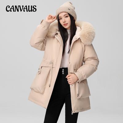 Parker Damen-Baumwolljacke in Übergröße für Herbst und Winter, mit Kapuze, großer Kragen, taillierter Mantel mit langen Ärmeln, Baumwollkleidung