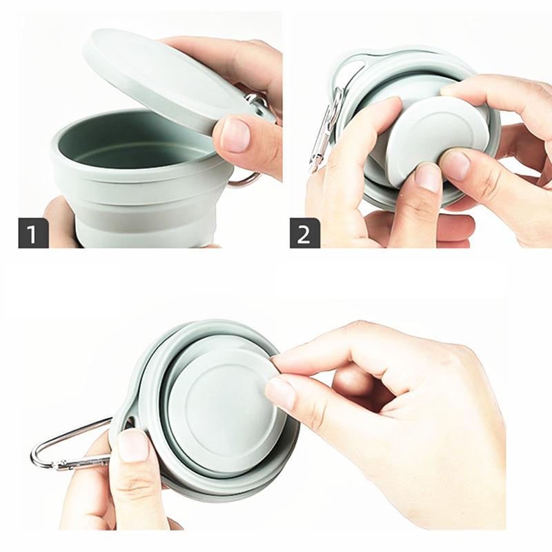 Outdoors Silicone Folding Cup with Hanging Hole Travel Portable Washing Cup Foldable Portable Teacup Camping Coffee Water Cup