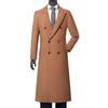 Men's Double-Breasted Wool Blend Over-the-Knee Coat