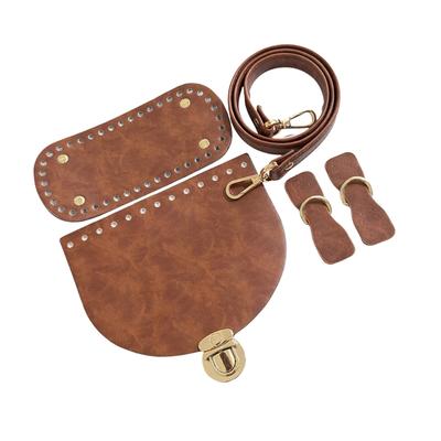 Leather Bag Making Set DIY PU Leather Bag Knitting Set Leather Bag Shoulder Strap/Bags Lock/Flap Cover for Shoulder Bag