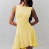 Ladies' Slim Fit Solid Color Sleeveless Sexy One Neck Dress with Cinched Waist for Slimming Back