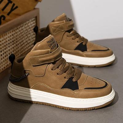 2024 Novos Sapatos Esportivos Masculinos de Cano Médio com Sola Grossa, Cadarço Personalizado, Sapatos de Skate, Moda Casual, Respiráveis, para Corrida
