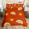 Cartoon Rainbow Sun Bedding Set For Girls Kids Bedroom Decor Comforter Cover Kawaii Art Duvet Cover Polyester Comforter Cover