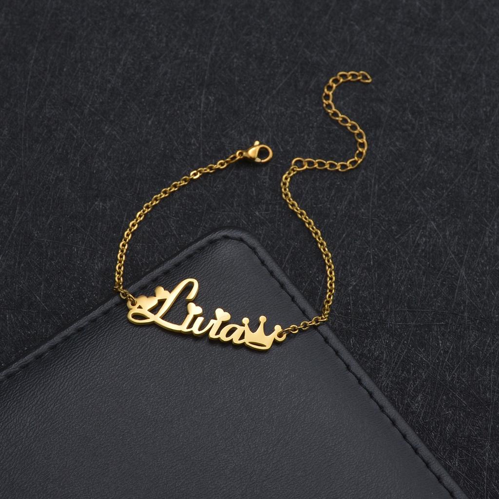 Atoztide New Customized Name Bracelet Personalized Thick Chain for Women Stainless Steel Gold Color Bangle Chrismas Gift