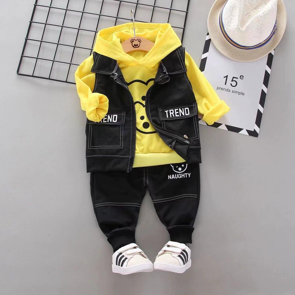 Children's Clothing Autumn Outfit, Men's Hooded Set, Children's Hoodie, Hooded Sweatshirt Color Blocked 2-piece Set