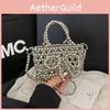 Transparent Bead Handbag With Bow Design And Top Opening For Casual Outings