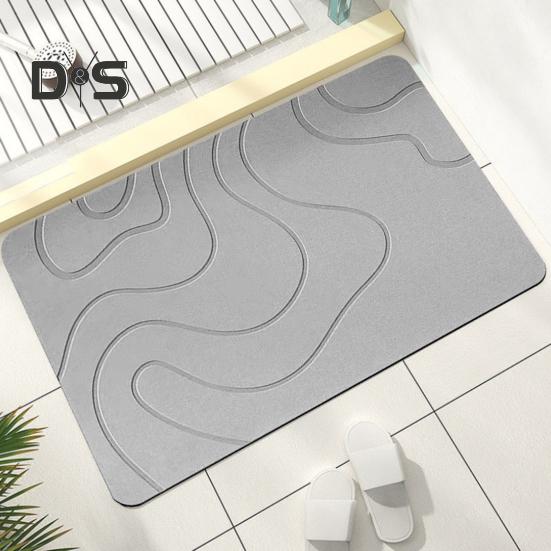 Bathroom Floor Mat Quick Absorbent Quick-Drying Diatom Mud Anti-Slip Bottom Solid Color Easy To Clean Multipurpose Bath Shower Sink Kitchen Carpet