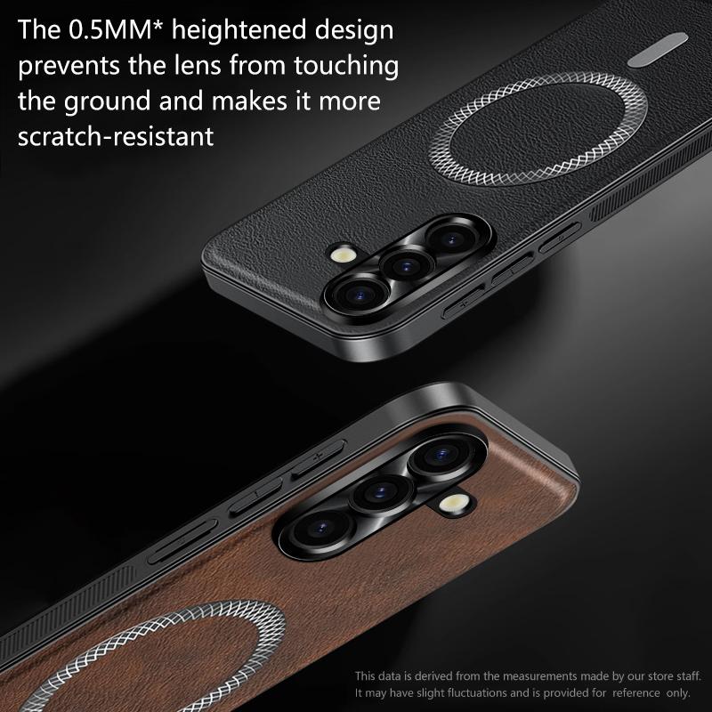Retro Leather Magnetic Phone Cases For Samsung Galaxy S25 Ultra S22 S23FE S24 Plus Metal Camera Protection Shockproof Hard Cover