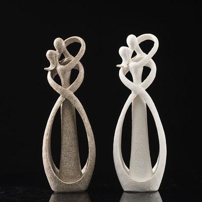 Vilead Scultura Decorativa in Arenaria 23cm Statua Amanti Matrimonio Decorazione Casa Souvenir San Valentino Statuette Ornamenti