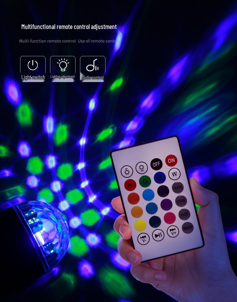 Bluetooth Music Stand with USB 5V: Seven-Color Rotating Sound-Controlled Magic Ball Stage Light