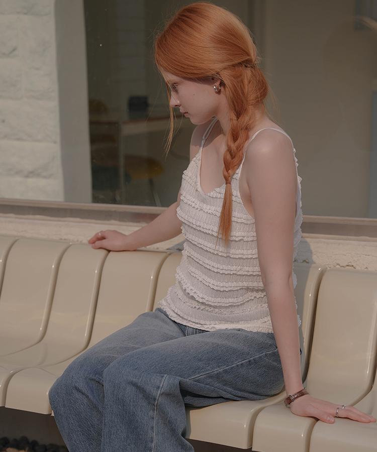 DEHEVE Lace Frill Sleeveless [White]