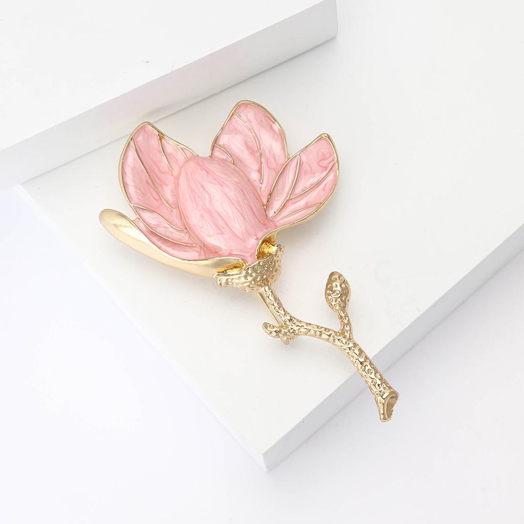 Magnolia Flower Badge for Women Unisex Enamel Beautiful Flower Party Office Brooch Pins Gifts