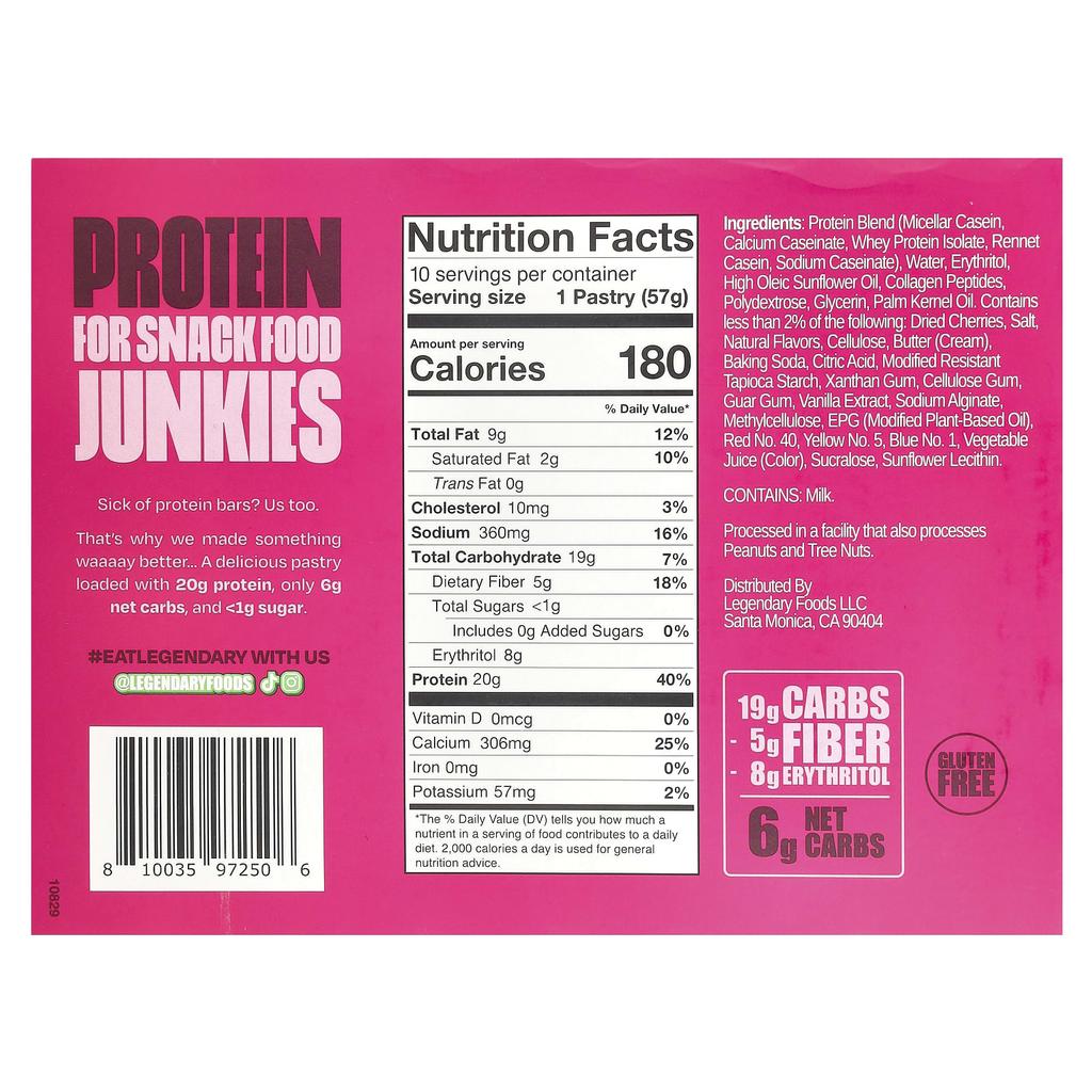 Protein Pastry, Cherry Crumble, 10 Packs, 57G (2Oz) Each