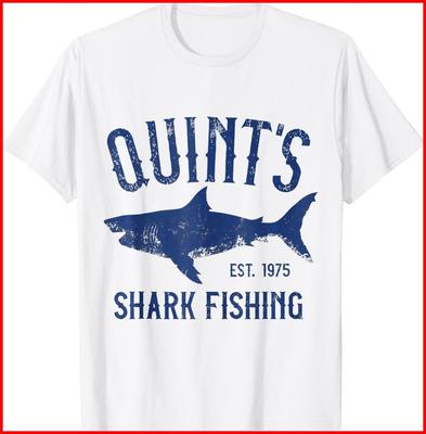 Quint's Shark Fishing 1975 Retro White Cotton T-Shirt Unisex T-Shirt