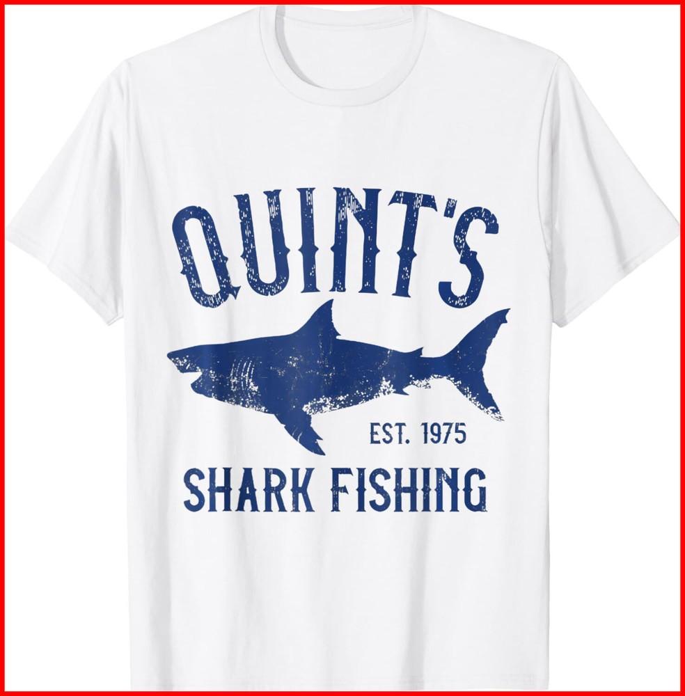 Рыбалка на акул Квинта 1975 года Ретро Белая Хлопковая Футболка Унисекс Футболка XL