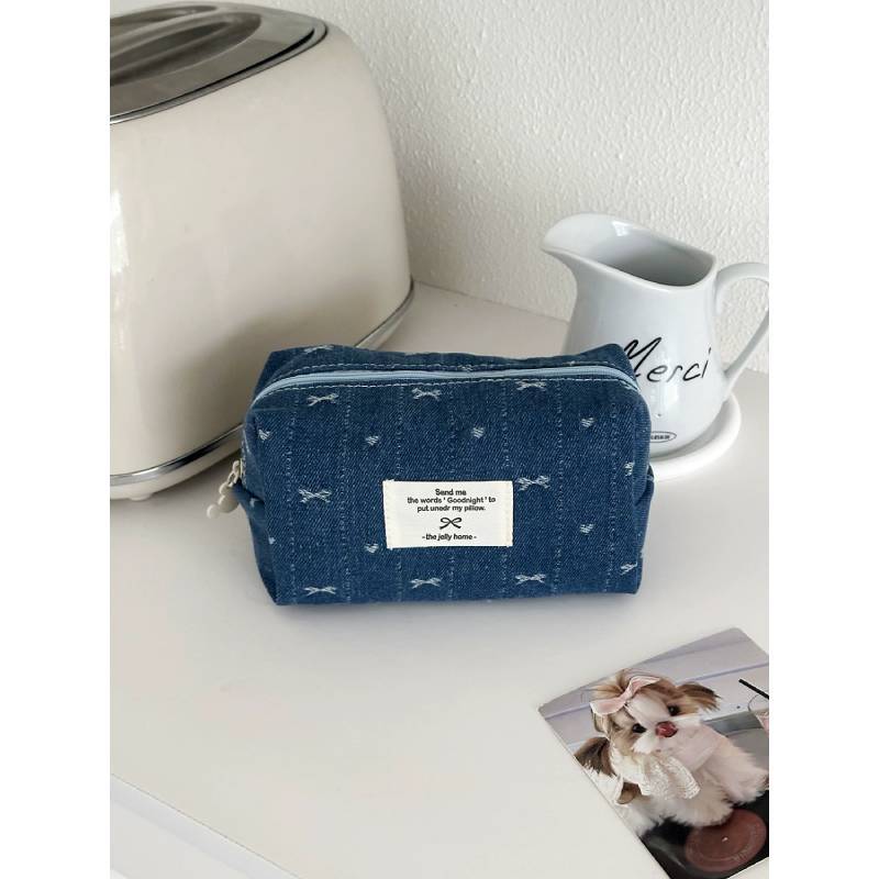 Sac de Rangement Octogonal en Jean avec Fermeture Éclair pour Usage Quotidien et Accessoire de Mode