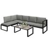 4 Piece Garden Furniture Set Garden Sofa Set With 2 Loveseats Armless Chair Coffee Table For Balcony Dark Grey