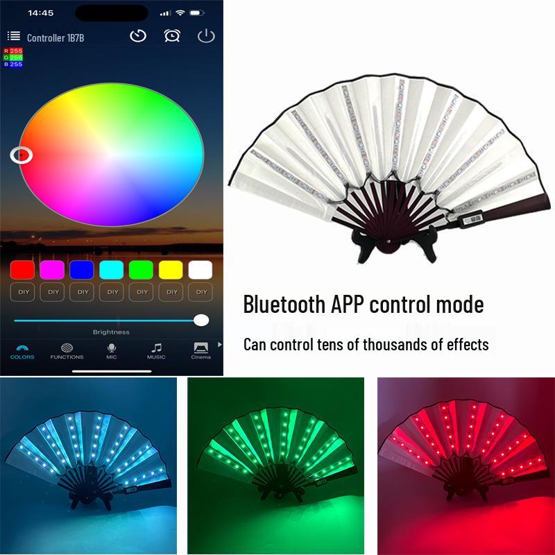 Luminous Foldable Glow Fan for Festivals & Raves