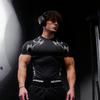 New Sports Printed Short Sleeved Seamless Design Shirt, Fitness T-shirt Suitable for Gym Running Muscles
