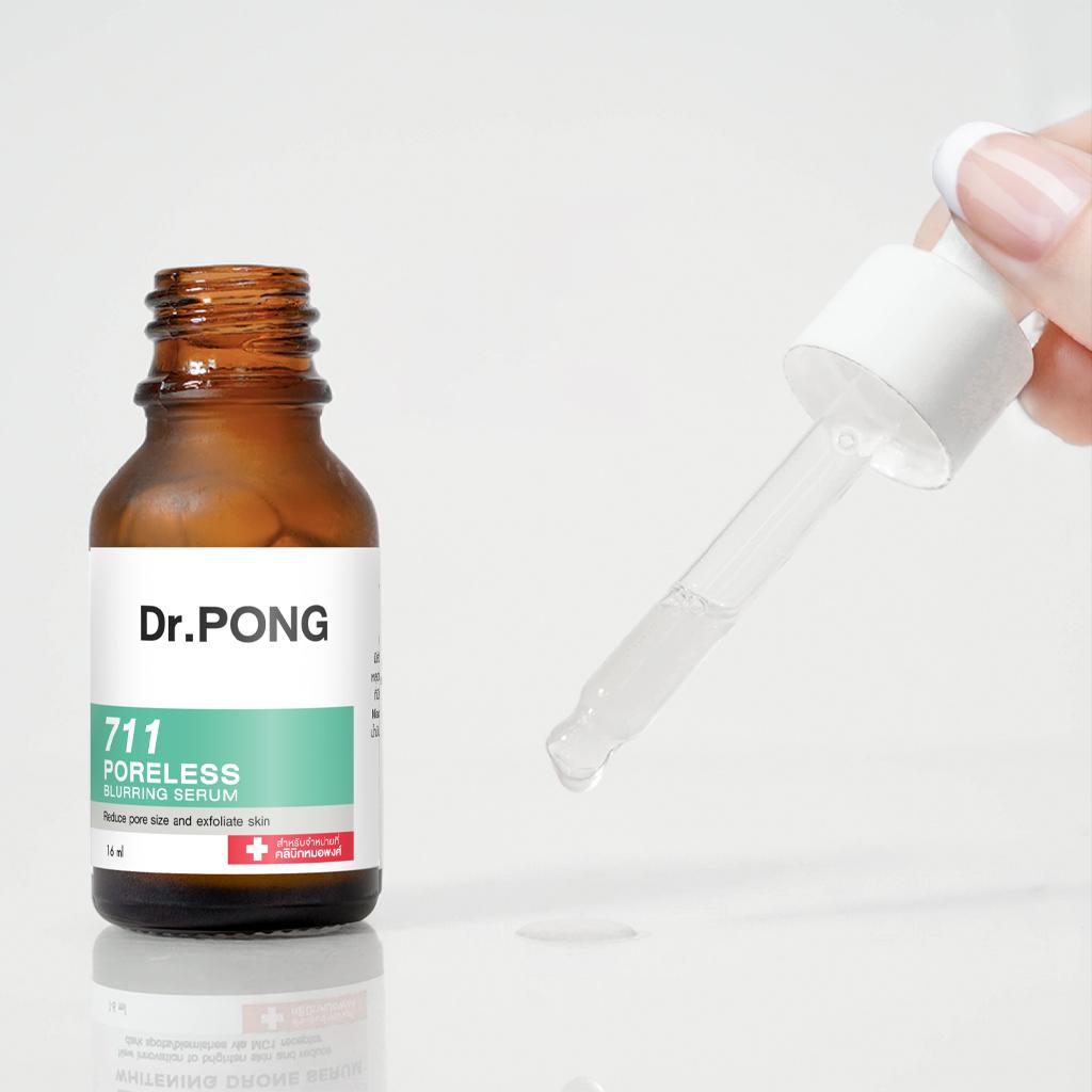 Dr.PONG+ 711 Poreless Blurring Serum, Niacinamid, Glykolsyre, ZincPCA, 16 ml. x 1 / 3 stk