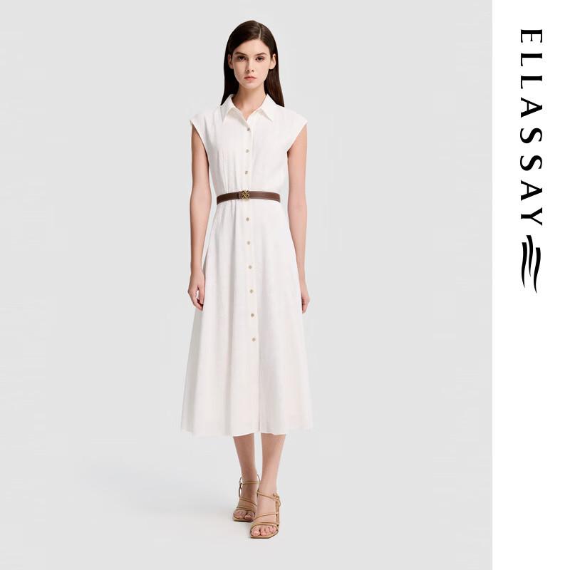 

ELLASSAY Retro Shirt Collar Sleeveless A-Line Midi Dress S