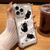Thickened Four-corner Anti-drop Space Case Is Suitable for Apple 15promax Mobile Phone Case 14/13 Striped Black Cat 16pro.