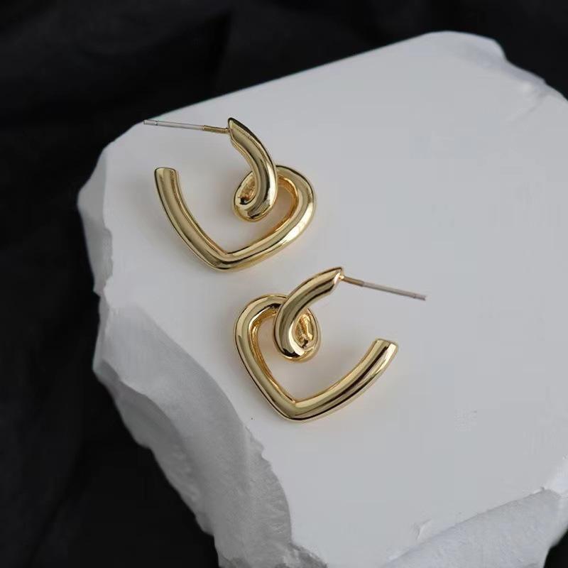 Golden Big Hoop Earrings Korean Geometry Metal Earrings For Women Female Retro Drop Earrings 2023 Trend Fashion Zircon