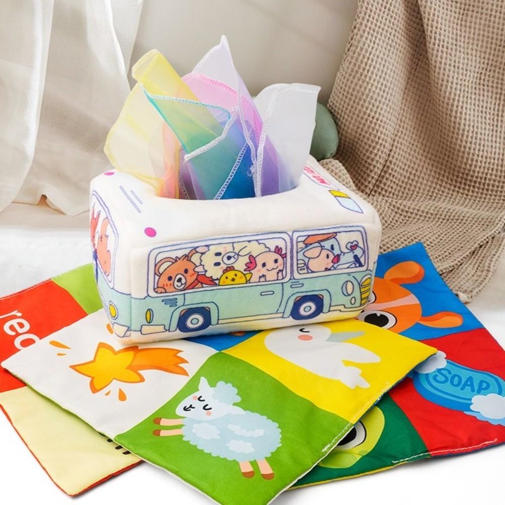 Colorful Montessori Toy Soft Fabric Sensory Toy Baby Activity Toy Magic Tissue Box  Early Education