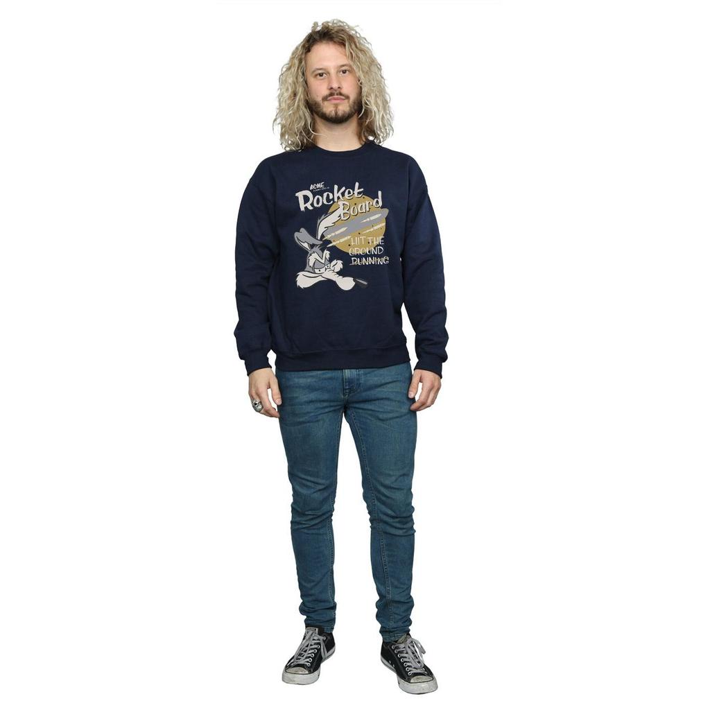 Looney Tunes Mens Wile E Coyote Rocket Board Sweatshirt