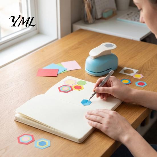Easy Press Paper Hexagon Punch for Crafts, Professional Hole Puncher, Scrapbook Portable Craft Shape Puncher DIY Arts Cardboard, Greeting Cards
