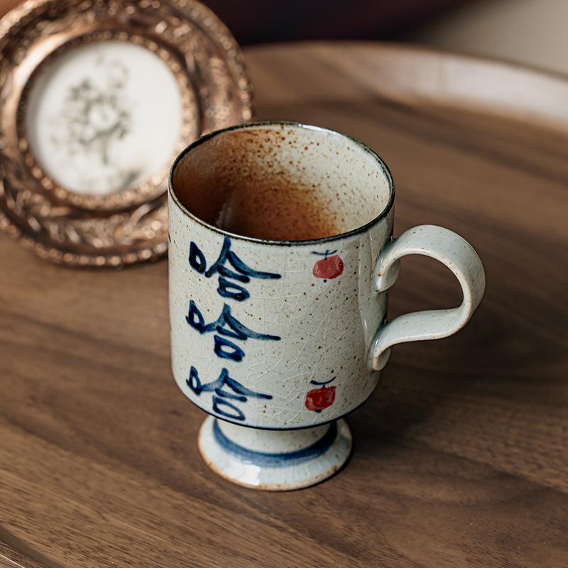 Domestic Handmade Little Rich Woman Hand-Painted Goblet Chinese Coarse Pottery Export Birthday Gift Girl