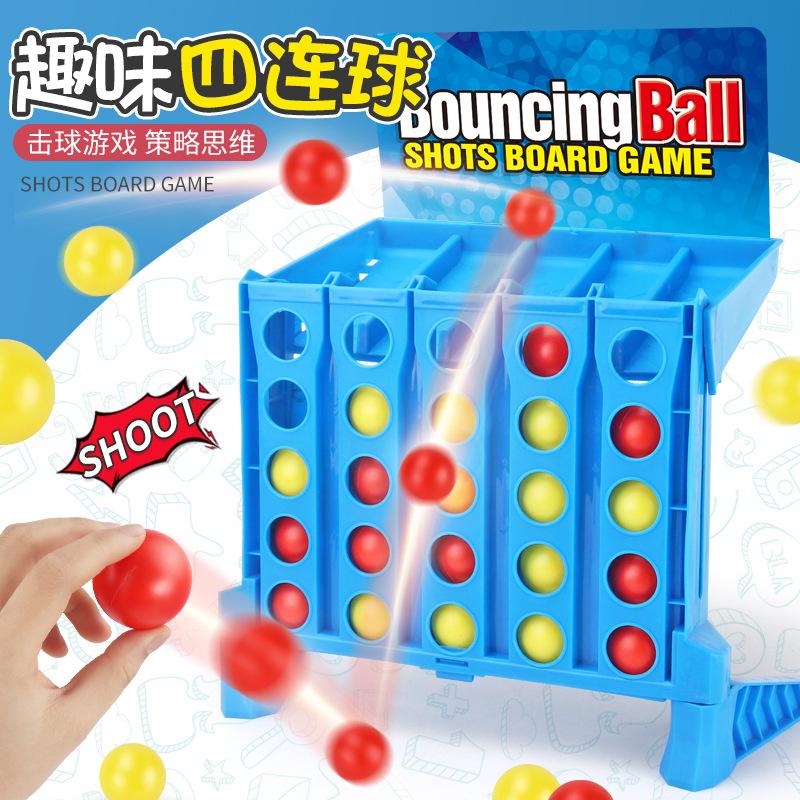 Children'S Educational Toys, Four Chess, Fun Four-Ball Jumping Ejection Ball Parent-Child Interaction Thinking Training