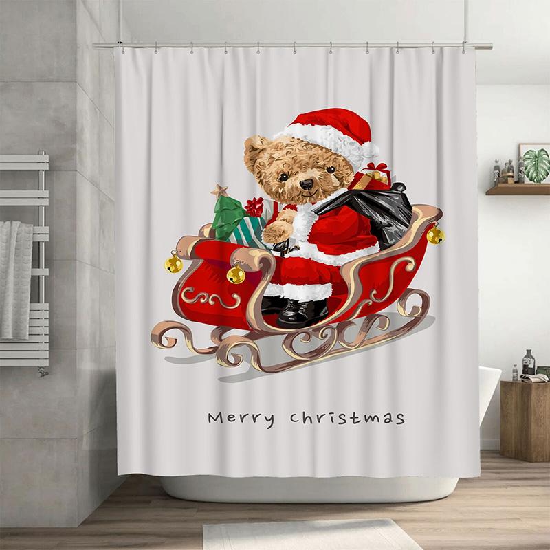 

Tuniu Festive Santa S Sleigh Christmas Shower Curtain Funny Holiday Bathroom Decor Cute Reindeer Design Waterproof Fabric Vibran W60H190(CM)-1 Pcs