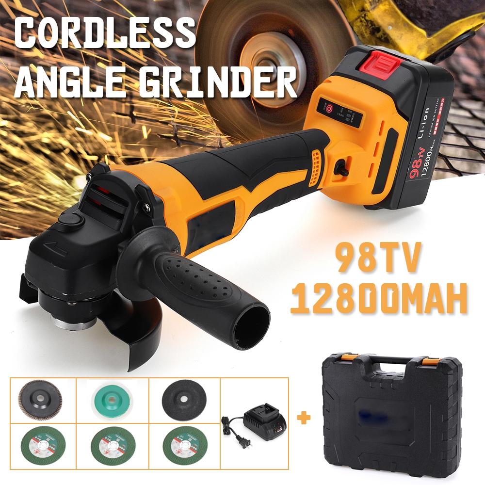 18V 12800mAh Cordless Electric Angle Grinder Rechargeable Li-ion Battery 100mm