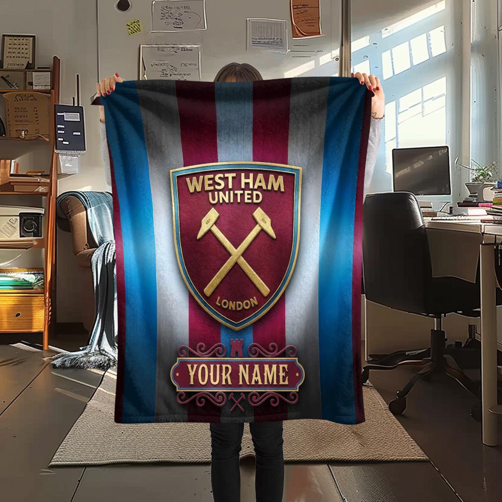 Benutzerdefinierter Name West Ham United2 Flanell-Decke, Hohe Qualität, Bequem für alle Jahreszeiten, Heimdekoration, Wärme und Komfort