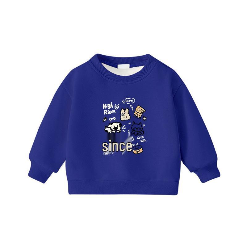 Child's Warm Cartoon Sweatshirt: Velvet, Thick, Long-Sleeve, Winter-Ready, Korean Casual Style—No Hood