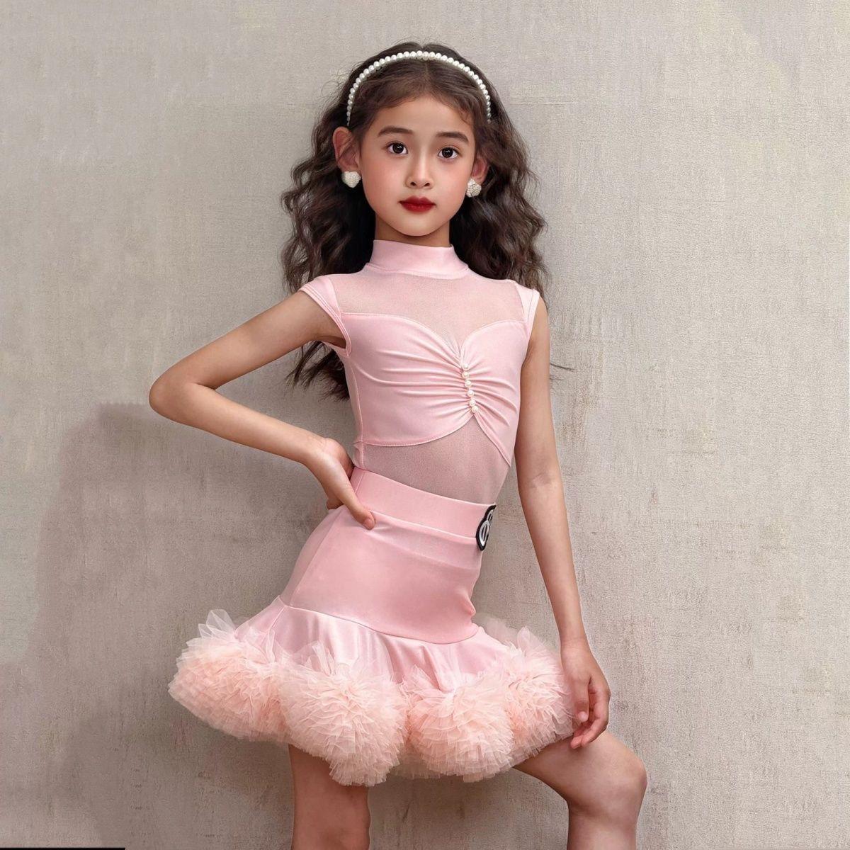 

Latin Dance Dress Women s Performance Suit Pink Blue High End Latin American Dance Dresses Girl Line Dance Clothing Skirt 120 розовый