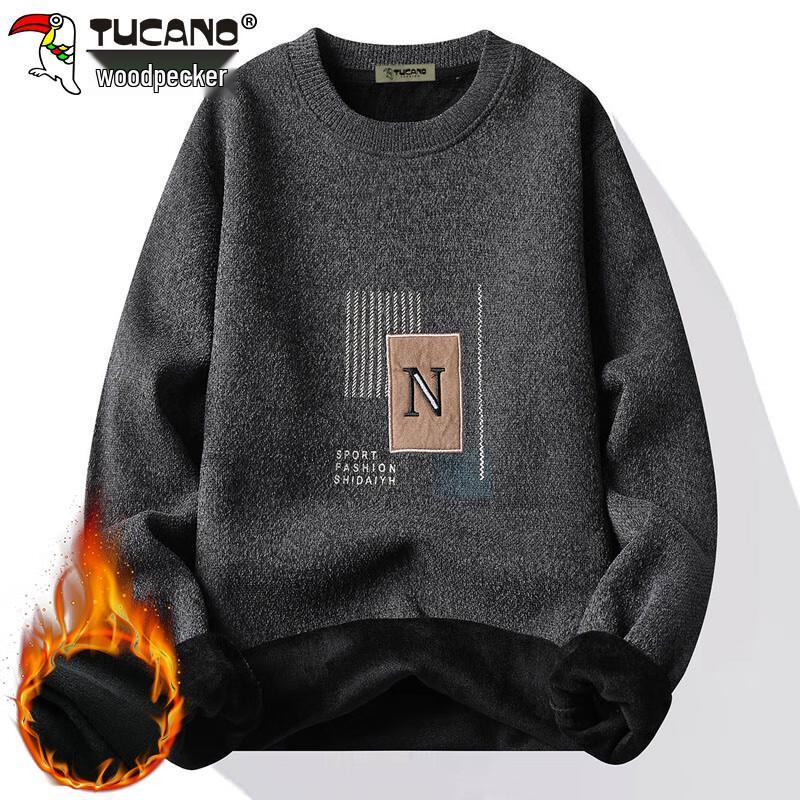 TUCANO Men's Plush Lined Winter Round Neck Sweater