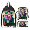 Gorillaz UK Virtual Band Printed Cartoon Backpack 3-Piece Set School Bag Lightweight Large Capacity