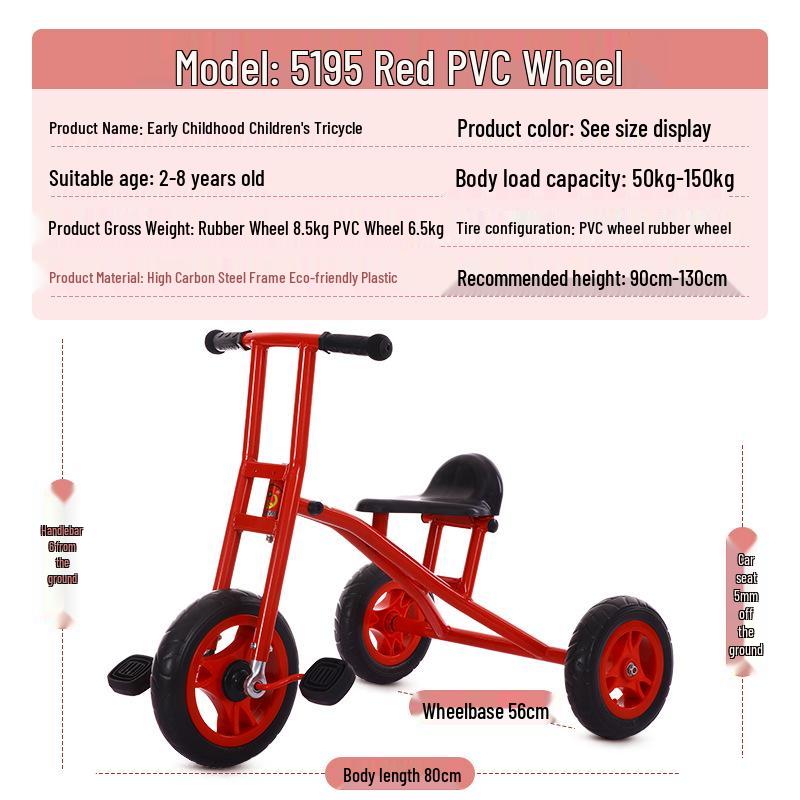 Kindergarten-Dreirad für Kinder 2-8 Jahre - Outdoor-Pedal-Fahrrad für Kleinkinder mit Eltern-Kind-Funktion