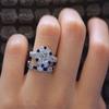 Stunning Geometry-inspired Silver Plated Blue Sapphire And Topaz Wedding Ring Set